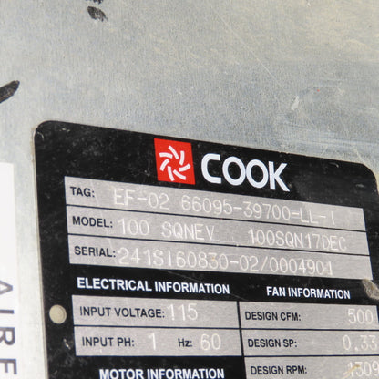 Loren Cook 100-SQNEV Square Inline Centrifugal Fan 1/4HP 1725RPM 115V 1PH 500CFM
