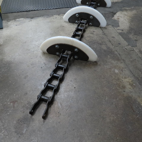 115" OAL x 16-1/4" W Cleated Crescent Conveyor Drag Chain W/CAN-AK Chain