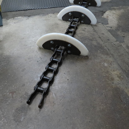 115" OAL x 16-1/4" W Cleated Crescent Conveyor Drag Chain W/CAN-AK Chain