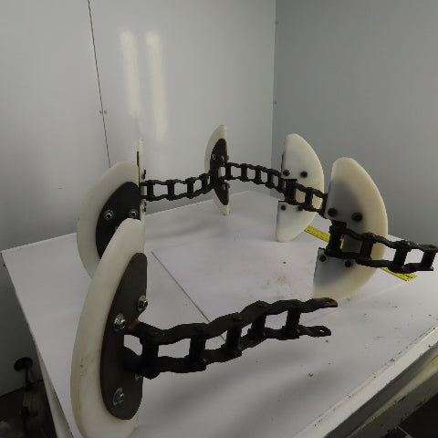 115" OAL x 16-1/4" W Cleated Crescent Conveyor Drag Chain W/CAN-AK Chain