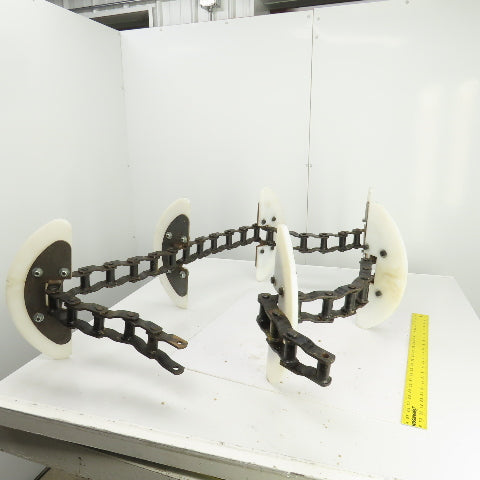 115" OAL x 16-1/4" W Cleated Crescent Conveyor Drag Chain W/CAN-AK Chain