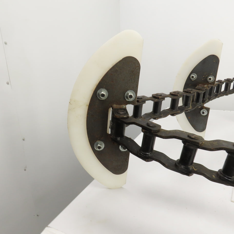 115" OAL x 16-1/4" W Cleated Crescent Conveyor Drag Chain W/CAN-AK Chain