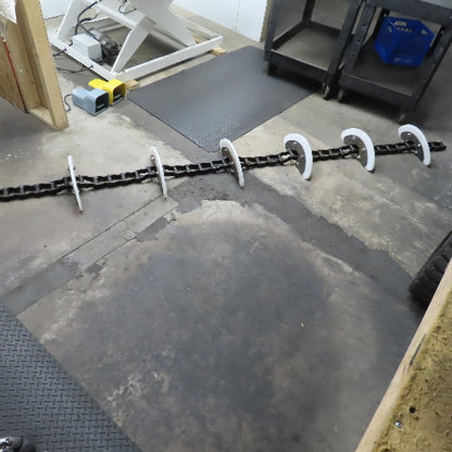 115" OAL x 16-1/4" W Cleated Crescent Conveyor Drag Chain W/CAN-AK Chain