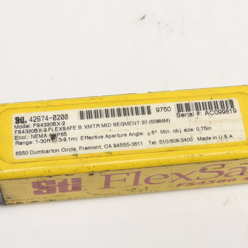 STI FS4320BX-2 FlexSafe Safety Light Curtain Transmitter 508mm