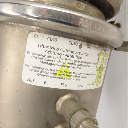 GEA Tuchenhagen BAL-IPS2"-SZ-N27-CB Stainless 2" Hygienic Seat Valve W/Actuator