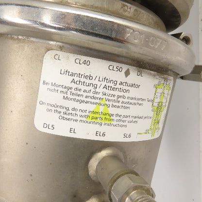 GEA Tuchenhagen BAL-IPS2"-SZ-N27-CB Stainless 2" Hygienic Seat Valve W/Actuator