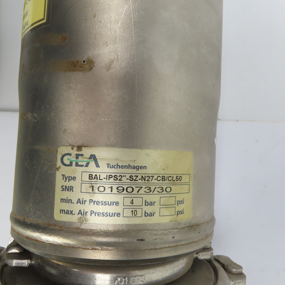 GEA Tuchenhagen BAL-IPS2"-SZ-N27-CB Stainless 2" Hygienic Seat Valve W/Actuator