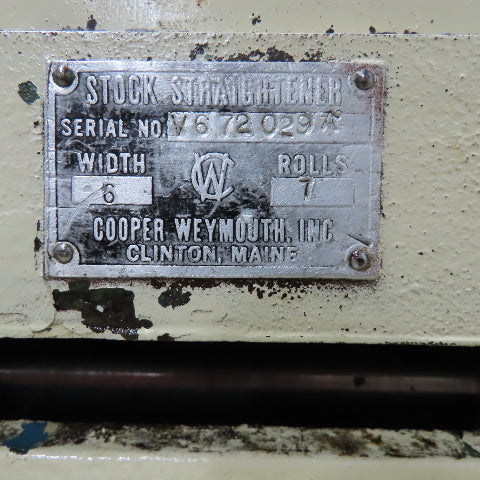 Cooper Weymouth 6" Wide 7 Roll Stock Straightener 208-230/480V 3Ph