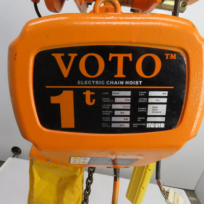 Voto KHDM 1 Ton Electric Hoist 380V 50HZ W/Power Trolley 8m Lift (Parts Repair)
