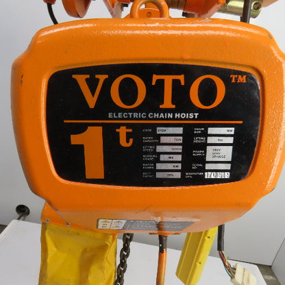 Voto KHDM 1 Ton Electric Hoist 380V 50HZ W/Power Trolley 8m Lift (Parts Repair)