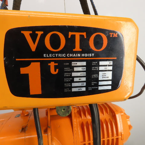 Voto KHDM 1 Ton Electric Hoist 380V 50HZ W/Power Trolley 8m Lift (Parts Repair)