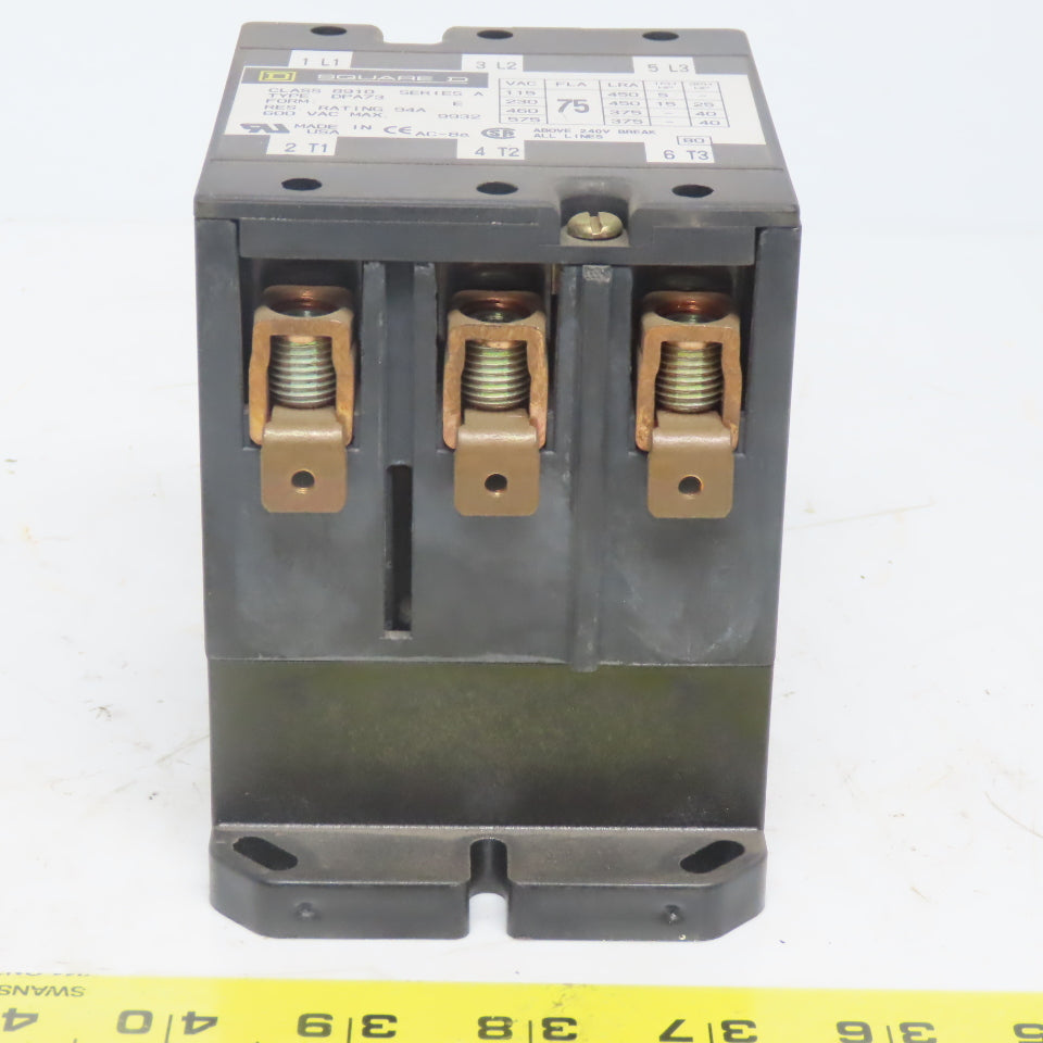 Square D  8910 DPA73 E Ser A Definite Purpose Contactor 40Hp 3 Pole 24V Coil