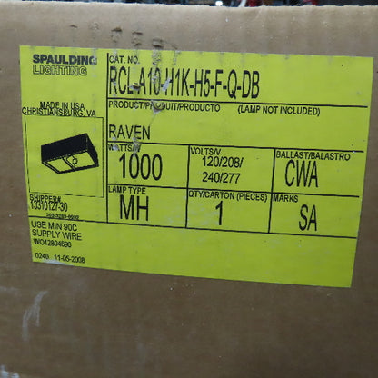 Spaulding RCL-A10-H1K-H5-F-Q-DB Outdoor Light Fixture 1000W 120-277V