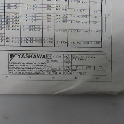 Yaskawa E7BVB021XWU E7 AC Drive W/Bypass 480V 3PH Input 0-480V Output 21.0 Amps