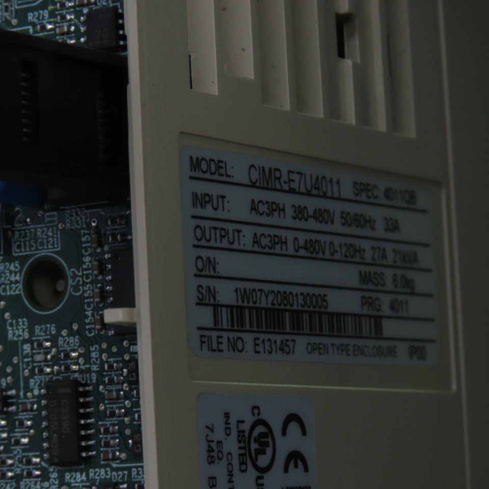 Yaskawa E7BVB021XWU E7 AC Drive W/Bypass 480V 3PH Input 0-480V Output 21.0 Amps