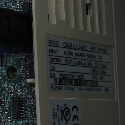 Yaskawa E7BVB021XWU E7 AC Drive W/Bypass 480V 3PH Input 0-480V Output 21.0 Amps