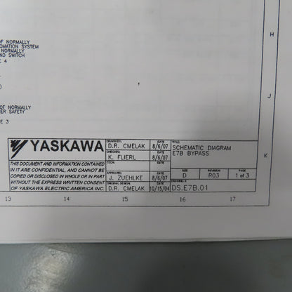 Yaskawa E7 AC Drive W/Bypass 480V 3PH Input 0-480V Output 96.0 Amps