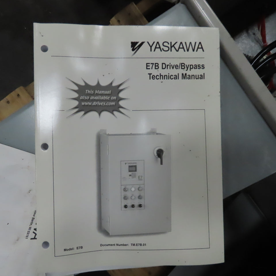Yaskawa E7 AC Drive W/Bypass 480V 3PH Input 0-480V Output 96.0 Amps