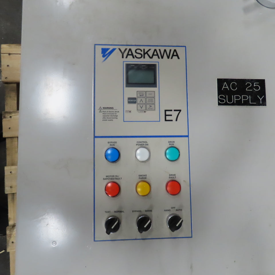 Yaskawa E7 AC Drive W/Bypass 480V 3PH Input 0-480V Output 96.0 Amps