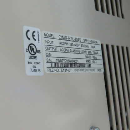 Yaskawa E7 AC Drive W/Bypass 480V 3PH Input 0-480V Output 96.0 Amps