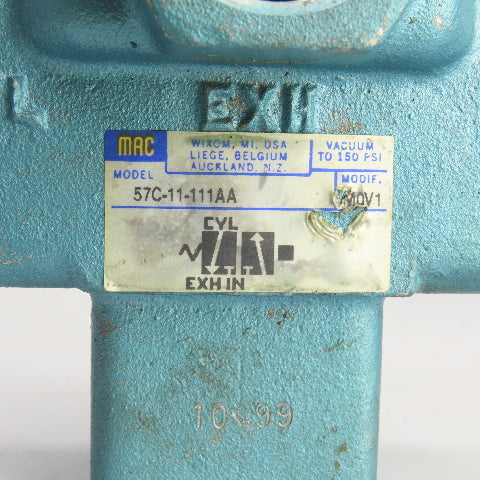 MAC 57C-11-111AA 2 Position Pneumatic Solenoid Control Valve 150PSI 120V 1/2"NPT