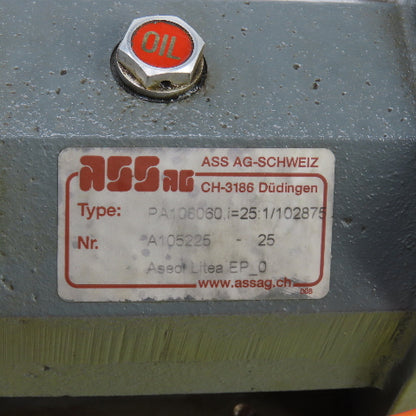 Assag PA108060.i=25:1 Servo Driven 25:1 Gear Reducer 160-280RPM Out W/Brake