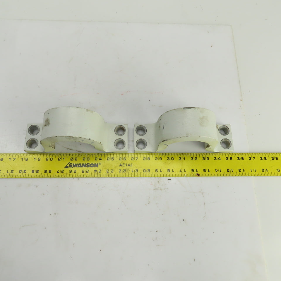 Heavy Duty Steel Pipe Strap Clamps 4-Hole 79mm Open Lot Of 2