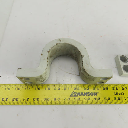 Heavy Duty Steel Pipe Strap Clamps 4-Hole 79mm Open Lot Of 2