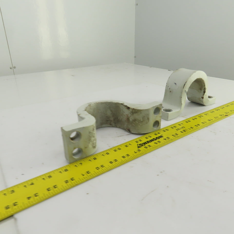 Heavy Duty Steel Pipe Strap Clamps 4-Hole 79mm Open Lot Of 2