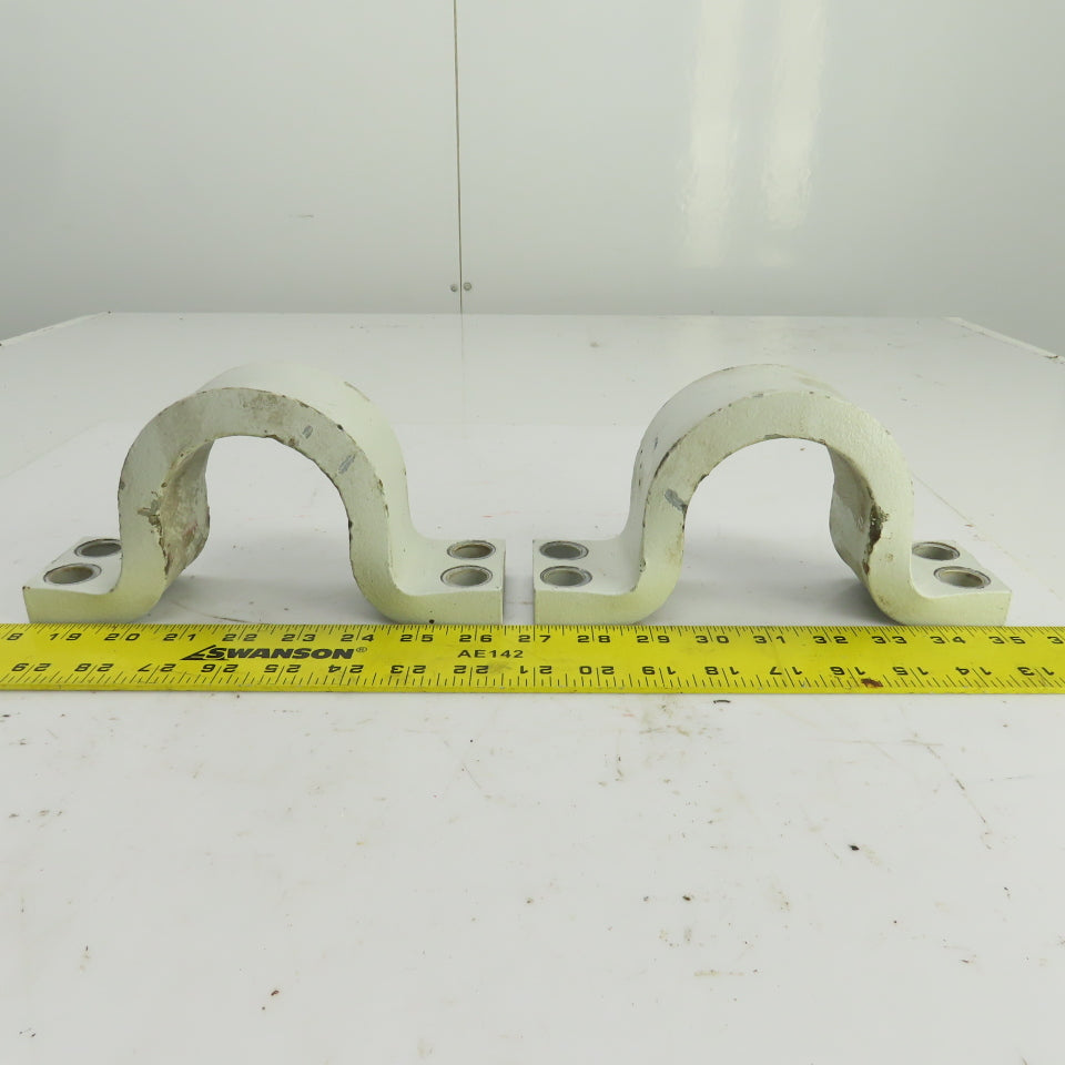 Heavy Duty Steel Pipe Strap Clamps 4-Hole 79mm Open Lot Of 2