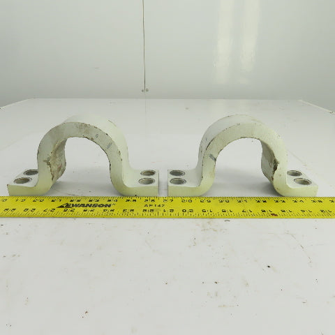 Heavy Duty Steel Pipe Strap Clamps 4-Hole 79mm Open Lot Of 2