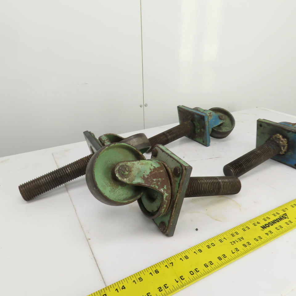 Fairbanks 4" Heavy Duty Threaded Stud Ball Bearing Casters 11-1/2"L W/Stud Lot/4