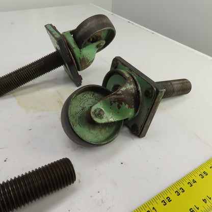 Fairbanks 4" Heavy Duty Threaded Stud Ball Bearing Casters 11-1/2"L W/Stud Lot/4