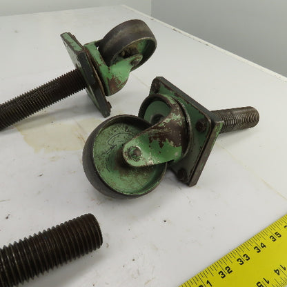 Fairbanks 4" Heavy Duty Threaded Stud Ball Bearing Casters 11-1/2"L W/Stud Lot/4