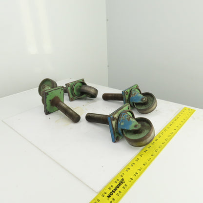 Fairbanks 4" Heavy Duty Threaded Stud Ball Bearing Casters 11-1/2"L W/Stud Lot/4