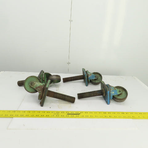 Fairbanks 4" Heavy Duty Threaded Stud Ball Bearing Casters 11-1/2"L W/Stud Lot/4