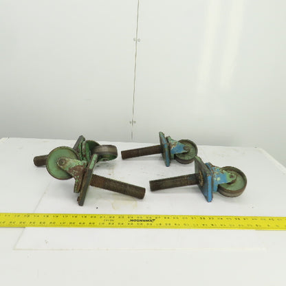 Fairbanks 4" Heavy Duty Threaded Stud Ball Bearing Casters 11-1/2"L W/Stud Lot/4