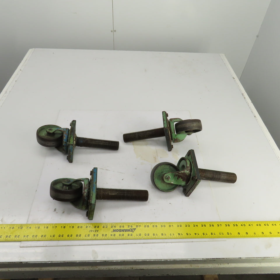 Fairbanks 4" Heavy Duty Threaded Stud Ball Bearing Casters 11-1/2"L W/Stud Lot/4