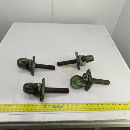 Fairbanks 4" Heavy Duty Threaded Stud Ball Bearing Casters 11-1/2"L W/Stud Lot/4