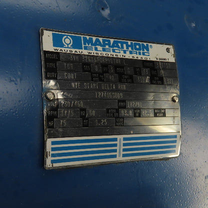 Marathon 75HP AC Electric Compressor Motor 1775RPM 230/460V 3PH 326TSD Frame