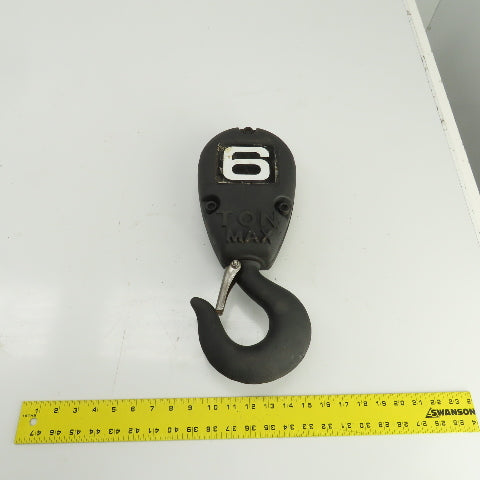 CM 6 Ton 12,000 LB Double Reeved Lower Hoist Hook Block Assembly W/Latch