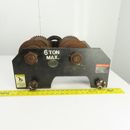 CM 6 Ton 12K Manual Powered Chain Drive Hoist Trolley 3" To 7.5" I-Beam Flange