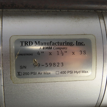 Bimba TRD Double Acting Pneumatic Air Cylinder 4" Bore 1-1/2" Stroke 1" Rod