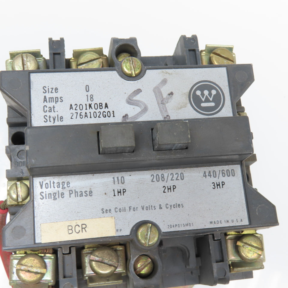 Westinghouse A201K0BA 440/600V 3Hp Max Size 0 Motor Starter 120V Coil