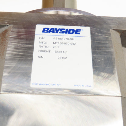 Parker Bayside PS180-070-SU MT180-070-042 70:1 Ratio Shaft UP Inline Gear Head