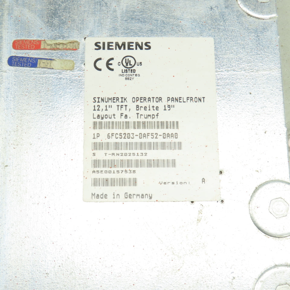 Siemens 6FC5203-0AF52-0AA0 Sinumerik Trumpf Laser Operator Panelfront 12"Display