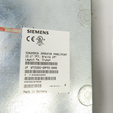 Siemens 6FC5203-0AF52-0AA0 Trumpf Operator Panelfront 12"Display (Parts Repair)