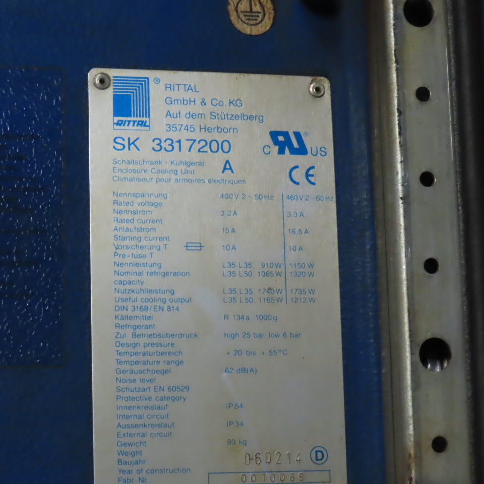 Rittal SK3317200 Electrical Enclosure Cooling Unit Doors 460V 1PH Lot/2 (Repair)