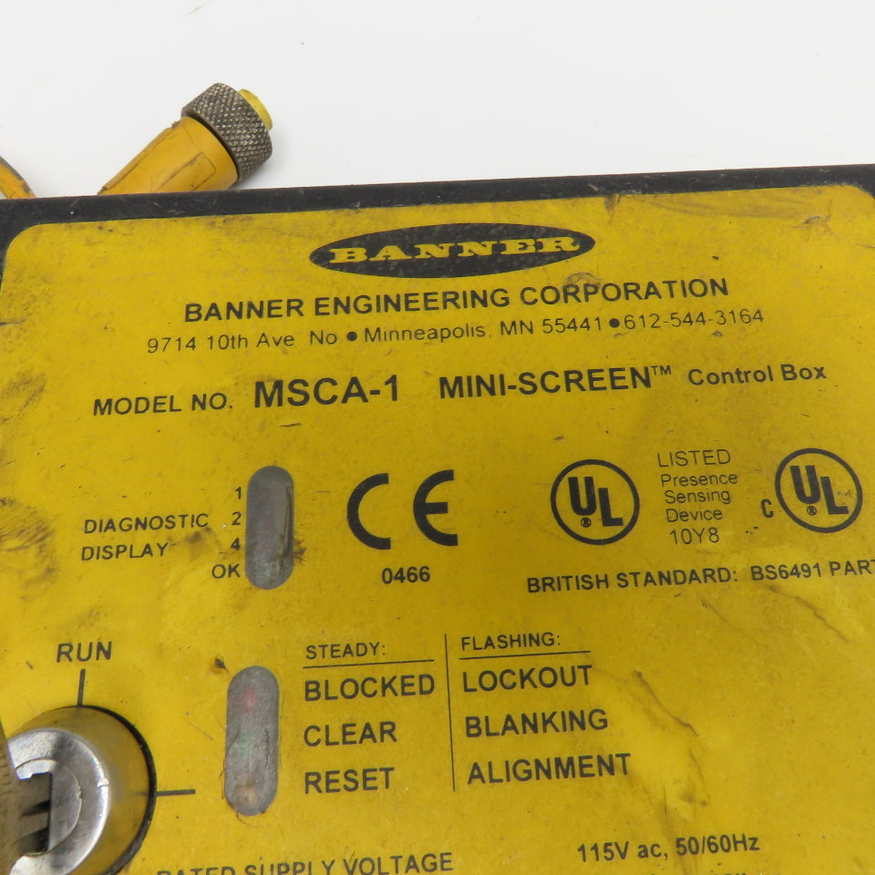 Banner MSCA-1 Mini Screen Safety Light Curtain Control Box 115VAC