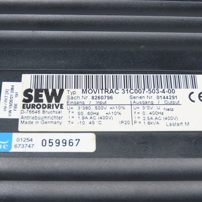 Sew 31C007-503-4-00 MOVITRAC Frequency Inverter 380-500V 0-400Hz